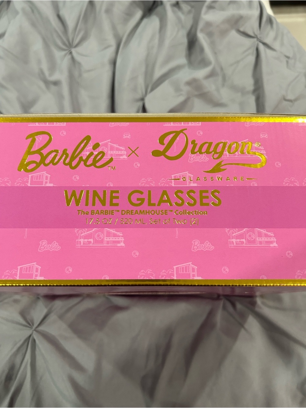 Barbie Pink and Gold Wine Glasses - Barbie x Dragon
